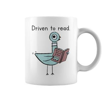 Driven To Read Pigeon Library Reading Books Reader Coffee Mug | Mazezy