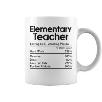 Elementary Teacher Nutrition Facts Teachers Funny Gift Coffee Mug | Mazezy