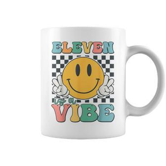 Eleven Is A Vibe 11Th Birthday Smile Face Hippie Boys Girls Coffee Mug - Thegiftio UK