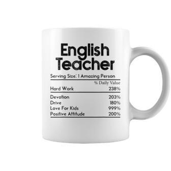 English Teacher Nutrition Facts Teachers Funny Gift Coffee Mug | Mazezy