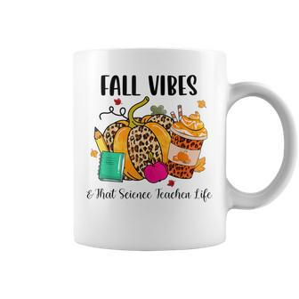 Fall Vibes & That Science Teacher Life Leopard Pumpkin Coffee Mug | Mazezy