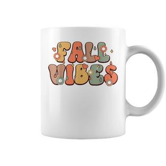 Fall Vibes Vintage Groovy Fall Season Retro Leopard Autumn Coffee Mug - Seseable
