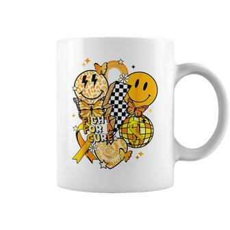 Fight For A Cure Retro Smile Face Childhood Cancer Awareness Coffee Mug | Mazezy