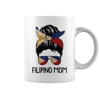 Filipino Mom Messy Bun Sunglasses Flag Mothers Day Coffee Mug - Thegiftio UK