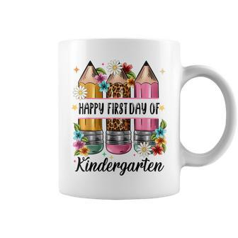First Day Kindergarten Teacher Leopard Pencil Back To School Coffee Mug - Seseable