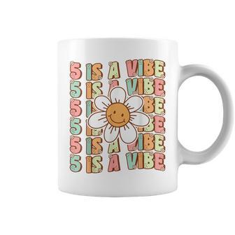 Five Is A Vibe Cute Groovy 5Th Birthday Party Daisy Flower Coffee Mug - Seseable