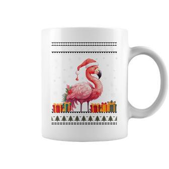 Flamingo Christmas Santa Hat Ugly Christmas Sweater Coffee Mug - Monsterry