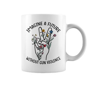 Floral Peace Sign Imagine A Future Without Gun Violence Coffee Mug | Mazezy CA