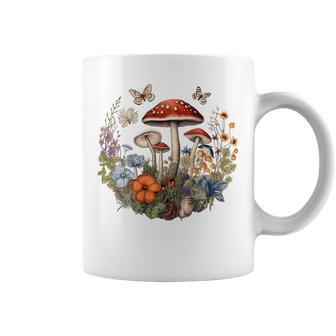 Flower Botanical Butterflies Mushroom Vintage Design Coffee Mug | Mazezy