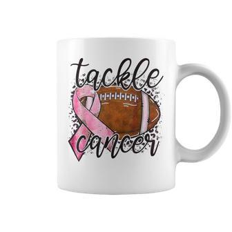 Football Pink Ribbon Tackle Breast Cancer Awareness Coffee Mug - Seseable
