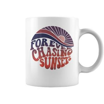 Forever Chasing Sunsets Word On Back Workout Summer Casual Summer Funny Gifts Coffee Mug | Mazezy