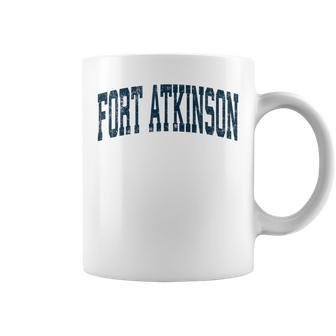 Fort Atkinson Wisconsin Wi Vintage Athletic Sports Navy Desi Coffee Mug | Mazezy