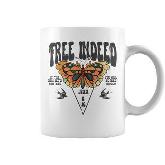 Free Indeed Boho Christian Faith Based Bible Verse Faith Funny Gifts Coffee Mug | Mazezy UK