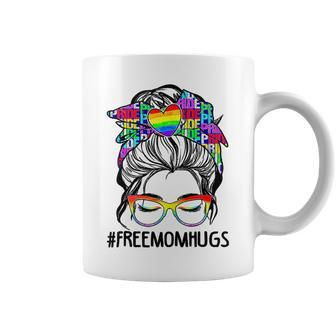 Free Mom Hugs Messy Bun Lgbt Pride Rainbow Funny Coffee Mug | Mazezy