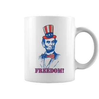 Freedom Abraham Lincoln Independence Day 4 Of July Freedom Funny Gifts Coffee Mug | Mazezy
