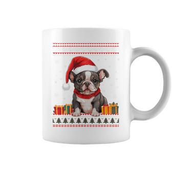 French Bulldog Christmas Santa Hat Ugly Christmas Sweater Coffee Mug - Monsterry DE