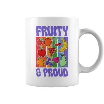 Fruity And Proud Lgbtq Gay Pride Rainbow Fruit Coffee Mug | Mazezy