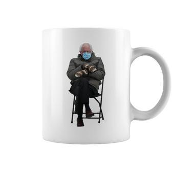 Funny Bernie Sanders Meme Sitting Inauguration Day Meme Funny Gifts Coffee Mug | Mazezy