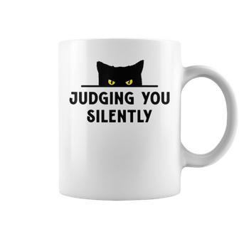 Funny Black Cat Judging You Silently Animal Pet Lover Coffee Mug - Seseable