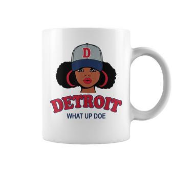 Funny Black Girl Detroit 313 What Up Doe Black Girl Funny Gifts Coffee Mug | Mazezy
