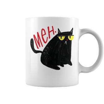 Funny Cat Meh Meow Black Cat For Men Women Gifts Coffee Mug | Mazezy