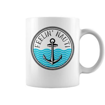 Funny Cruise Saying Feelin Nauti Anchor Boat Nautical Quote Coffee Mug | Mazezy