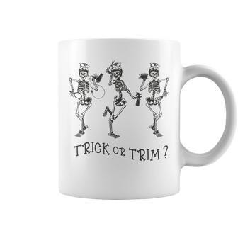 Dancing Skeleton Trick Or Trim Hairstylist Halloween Coffee Mug - Monsterry AU