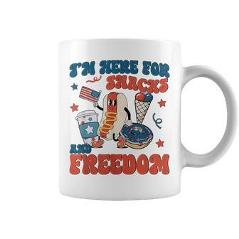 Funny Hot Dog Im Here For The Snacks And Freedom 4Th July Freedom Funny Gifts Coffee Mug | Mazezy