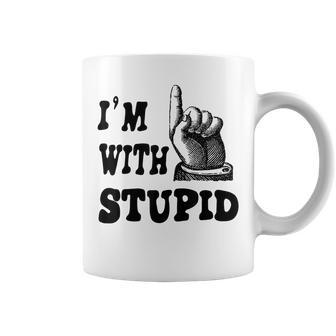 Funny Im With Stupids And Pointing Hand Up Offensive Offensive Funny Gifts Coffee Mug | Mazezy