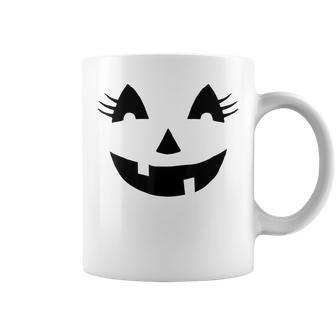 Funny Jack O Lantern Pumpkin With Eyelashes For Halloween Pumpkin Funny Gifts Coffee Mug | Mazezy