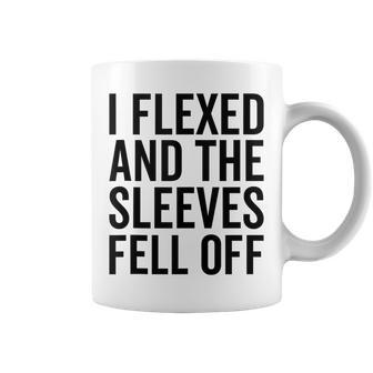 Funny Lifting Workout Gym I Flexed And The Sleeves Fell Off Coffee Mug | Mazezy