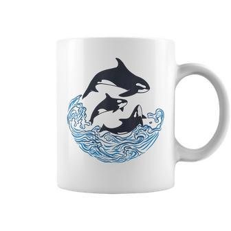 Funny Orca Killer Whales Bouquet Orca Family Cool Pisces Coffee Mug - Monsterry DE