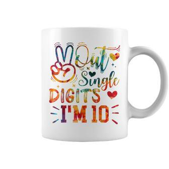 Peace Out Single Digits I'm 10 Year Old 10Th Birthday Coffee Mug - Monsterry UK