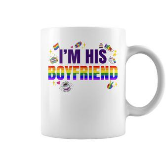 Funny Rainbow Pride Lgbtq Gay Couple Im His Boyfriend Coffee Mug | Mazezy