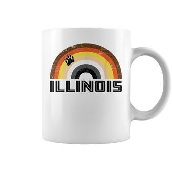 Gay Bear Illinois Rainbow Pride Vintage Distressed Coffee Mug | Mazezy