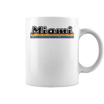 Gay Pride Miami Rainbow Lgbtq Distressed Gift Coffee Mug | Mazezy