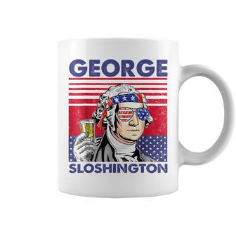 George Sloshington 4Th Of July Funny Drinking Presidents Drinking Funny Designs Funny Gifts Coffee Mug | Mazezy