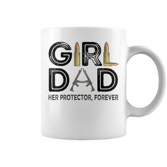 Girl Dad Her Protector Forever Father Of Girls Daughter Gift For Mens Coffee Mug | Mazezy UK