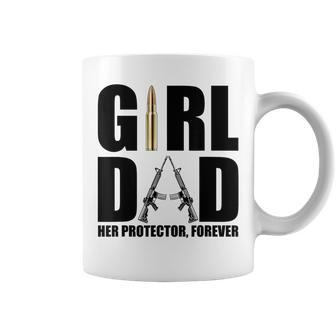 Girl Dad Her Protector Forever Funny Father Of Girls Coffee Mug - Seseable
