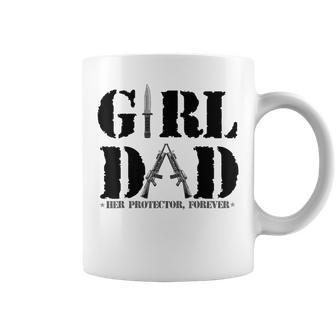 Girl Dad Her Protector Forever Funny Father Of Girls Daughte Coffee Mug | Mazezy