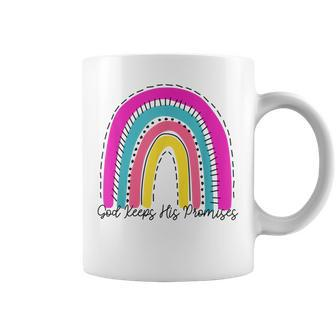 God Keeps His Promises Colorful Boho Rainbow Christian Coffee Mug | Mazezy