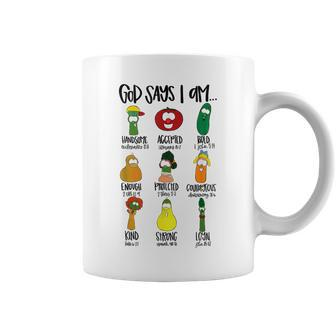God Says Im Enough Vegetables Doodle Foodie Preppy Aesthetic Coffee Mug - Thegiftio UK