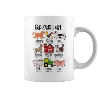 God Says I Am Animals Bible Verse Farmer Toddler Kids Coffee Mug - Seseable