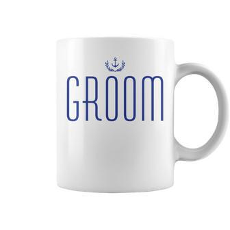 Groom Nautical With Anchor Navy Blue Coffee Mug | Mazezy