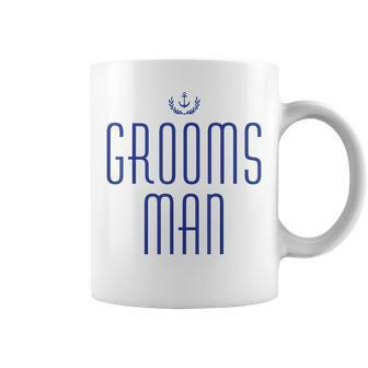 Groomsman Nautical With Anchor Navy Blue Coffee Mug | Mazezy