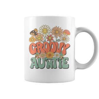 Groovy Auntie Floral Hippie Retro Daisy Flower Mothers Day Coffee Mug - Seseable