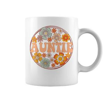 Groovy Auntie Retro Flowers Women Mothers Day Aunt Coffee Mug | Mazezy