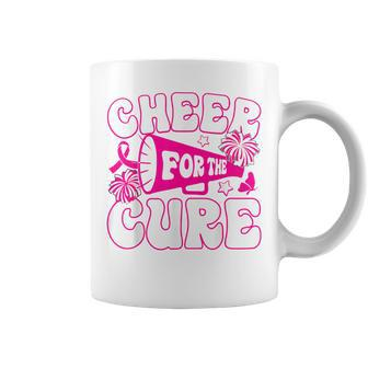 Groovy Cheer For A Cure Breast Cancer Awareness Cheerleading Coffee Mug | Mazezy