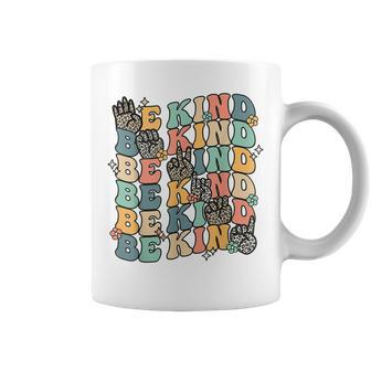 Groovy Be Kind Sign Language Asl Finger Spelling Kindness Coffee Mug - Seseable