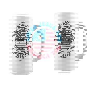 Groovy Loves Jesus And America Too God Christian 4Th Of July Coffee Mug | Mazezy